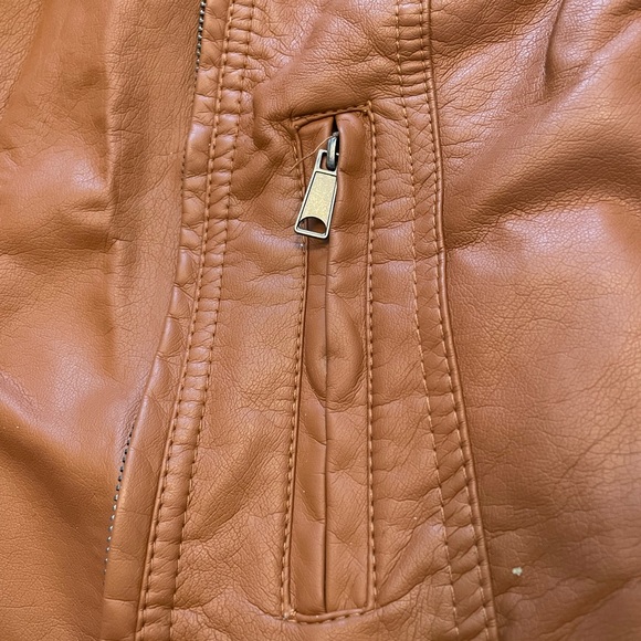 Brown Faux Leather Jacket Small - Picture 5 of 9